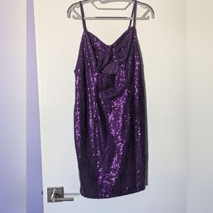 Purple Sequin Mini Dress
